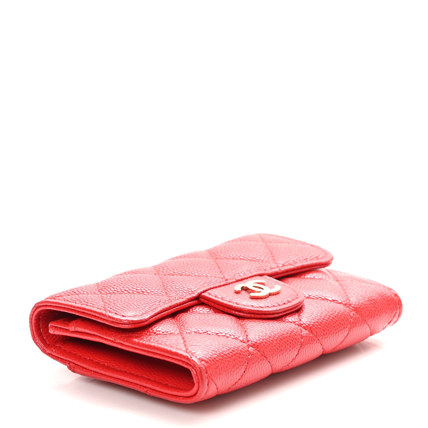 Chanel Caviar Quilted Flap Card Holder Wallet Red 4 of 9