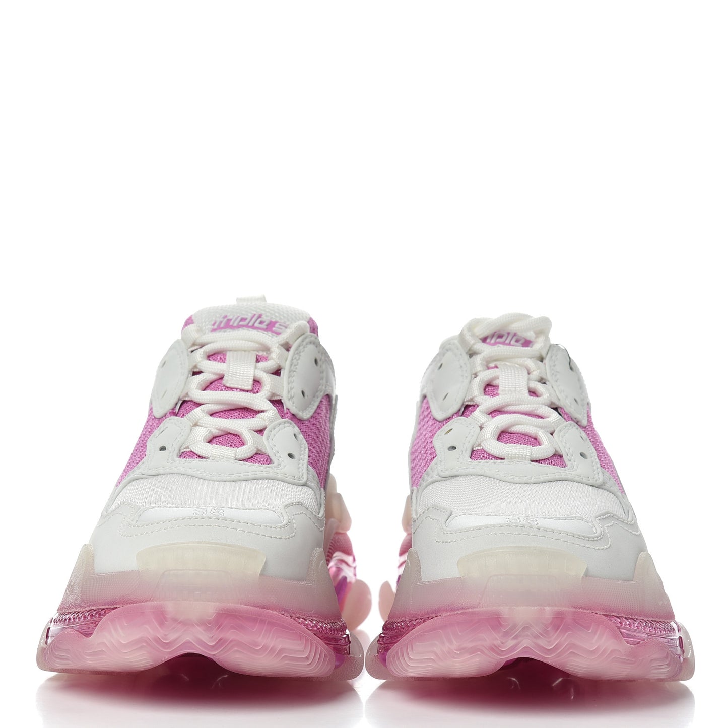 Fabric Mesh Clear Sole Womens Triple S Sneakers 38 White Pink