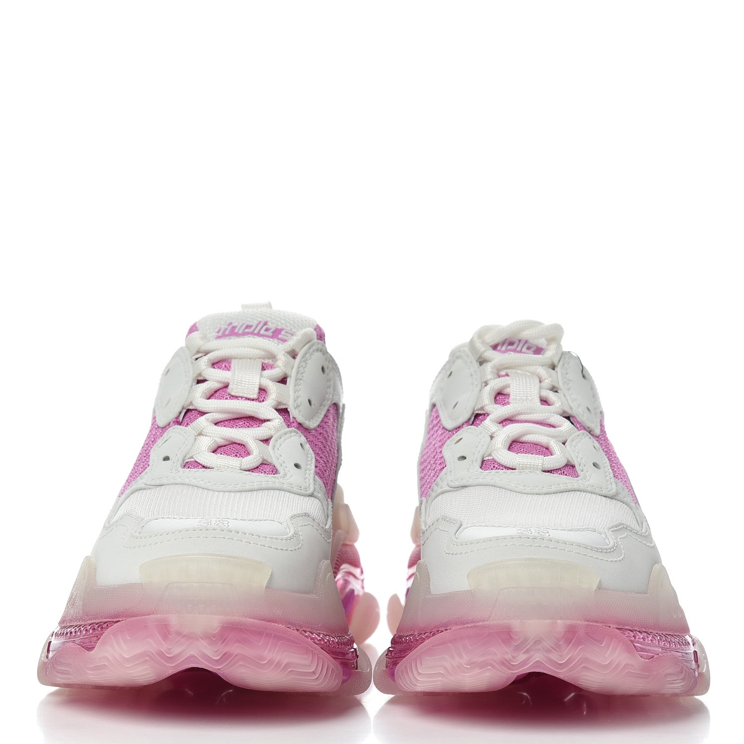 Balenciaga Fabric Mesh Clear Sole Womens Triple S Sneakers 38 White Pink 2 of 8