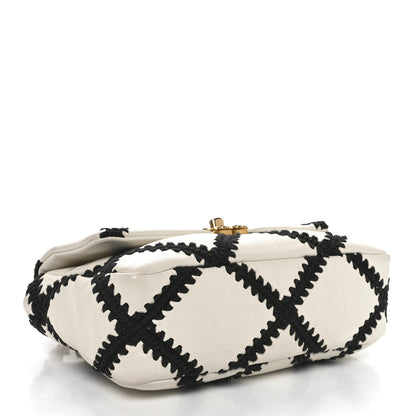 Chanel Calfskin Crochet Medium Chanel 19 Flap White Black 4 of 11