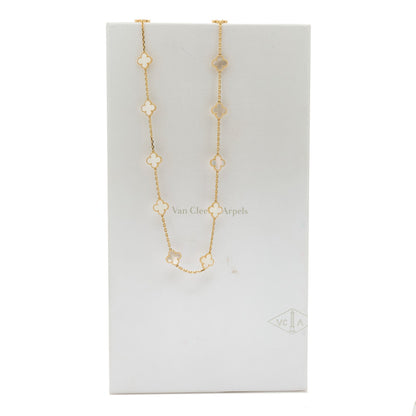 Van Cleef & Arpels 18K Yellow Gold Mother of Pearl 20 Motifs Vintage Alhambra Necklace 8 of 8