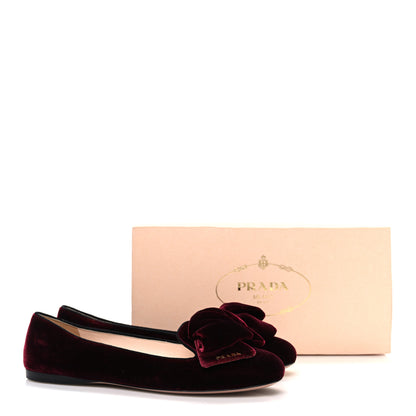 Prada Velluto Ballerina Flats 37.5 Bordeaux 10 of 10
