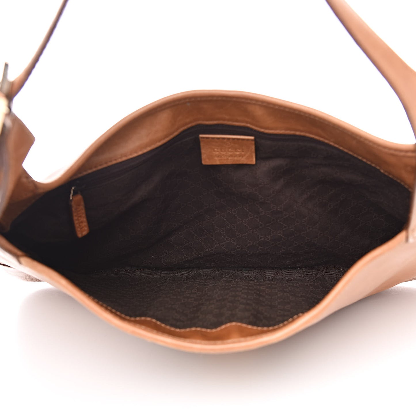 Calfskin Web Lobster Clasp Lock Jackie O Hobo Brown