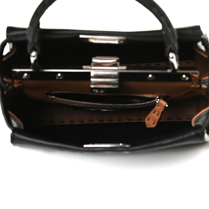 Fendi Cuoio Romano Selleria Bi-Color Mini Peekaboo Iconic Satchel Black Mou 5 of 14