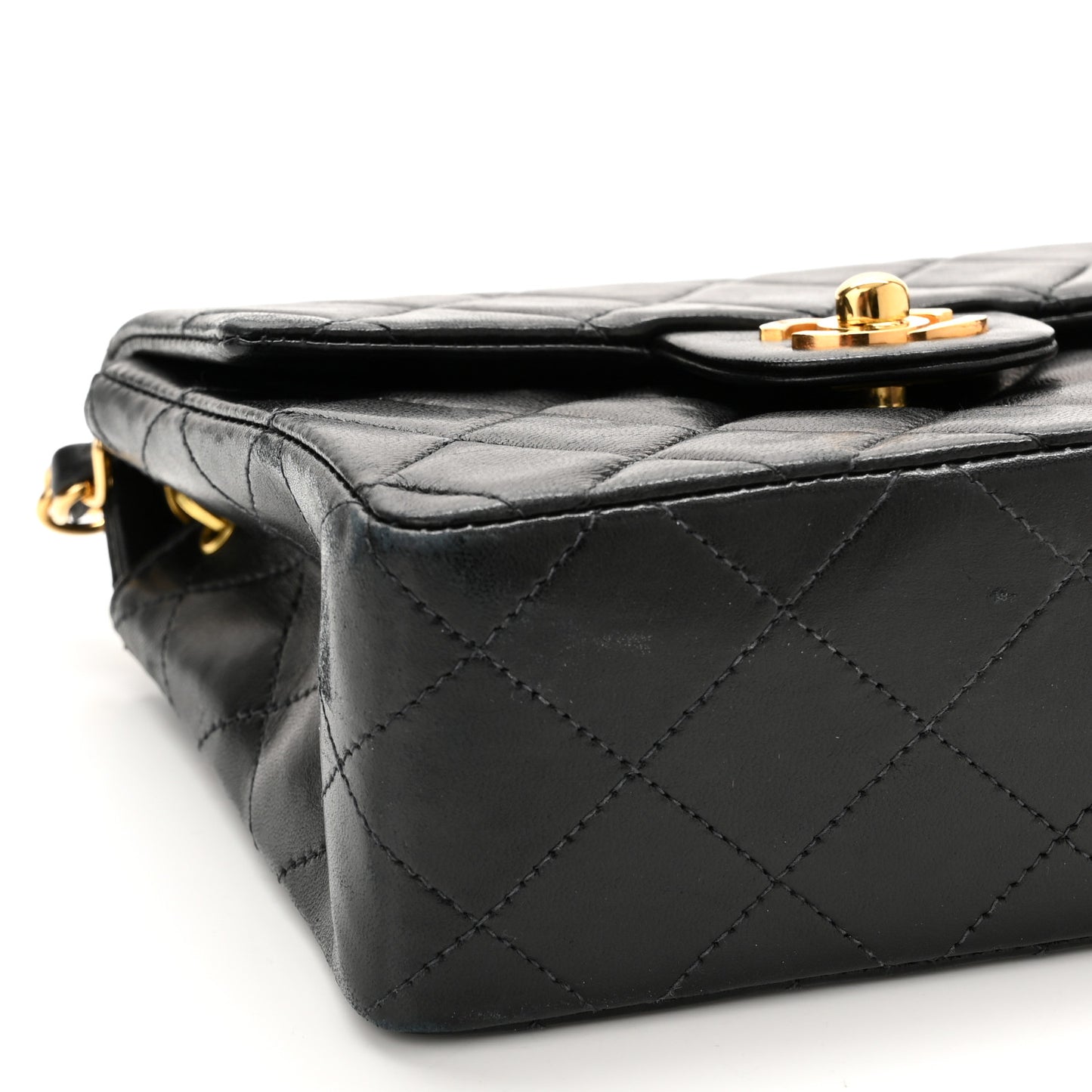 Lambskin Quilted Mini Square Flap Black