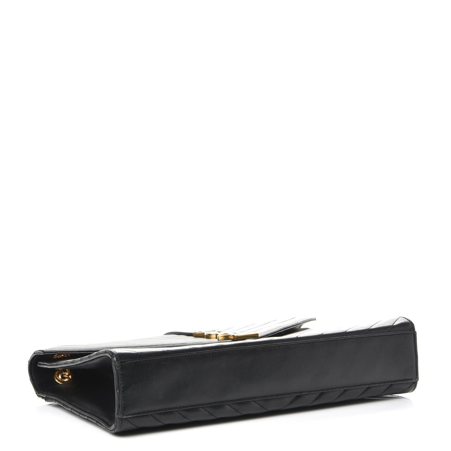Smooth Calfskin Matelasse Chevron Large Monogram Satchel Black