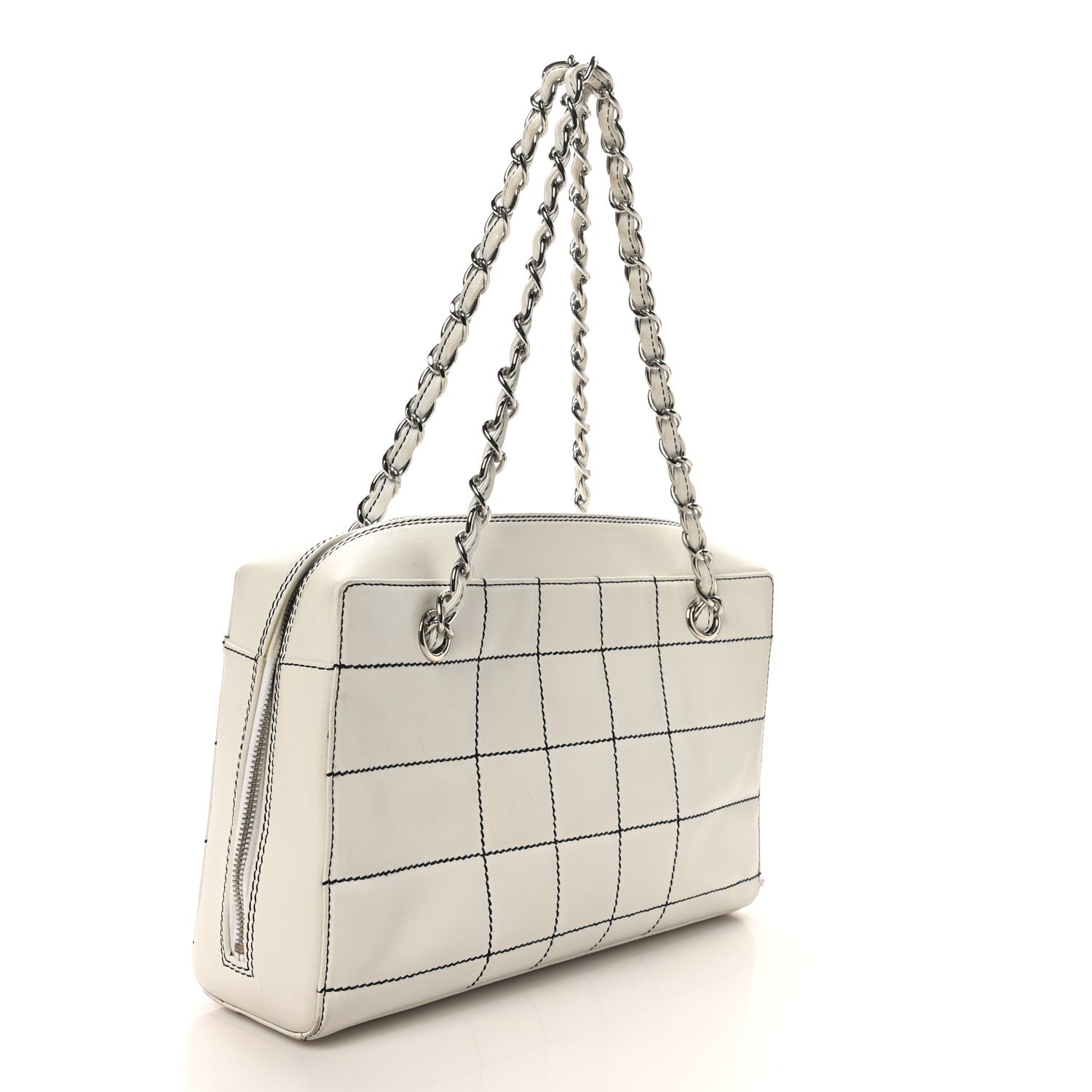 Chanel Lambskin Stitched Chocolate Bar Shoulder Bag White 2 of 10