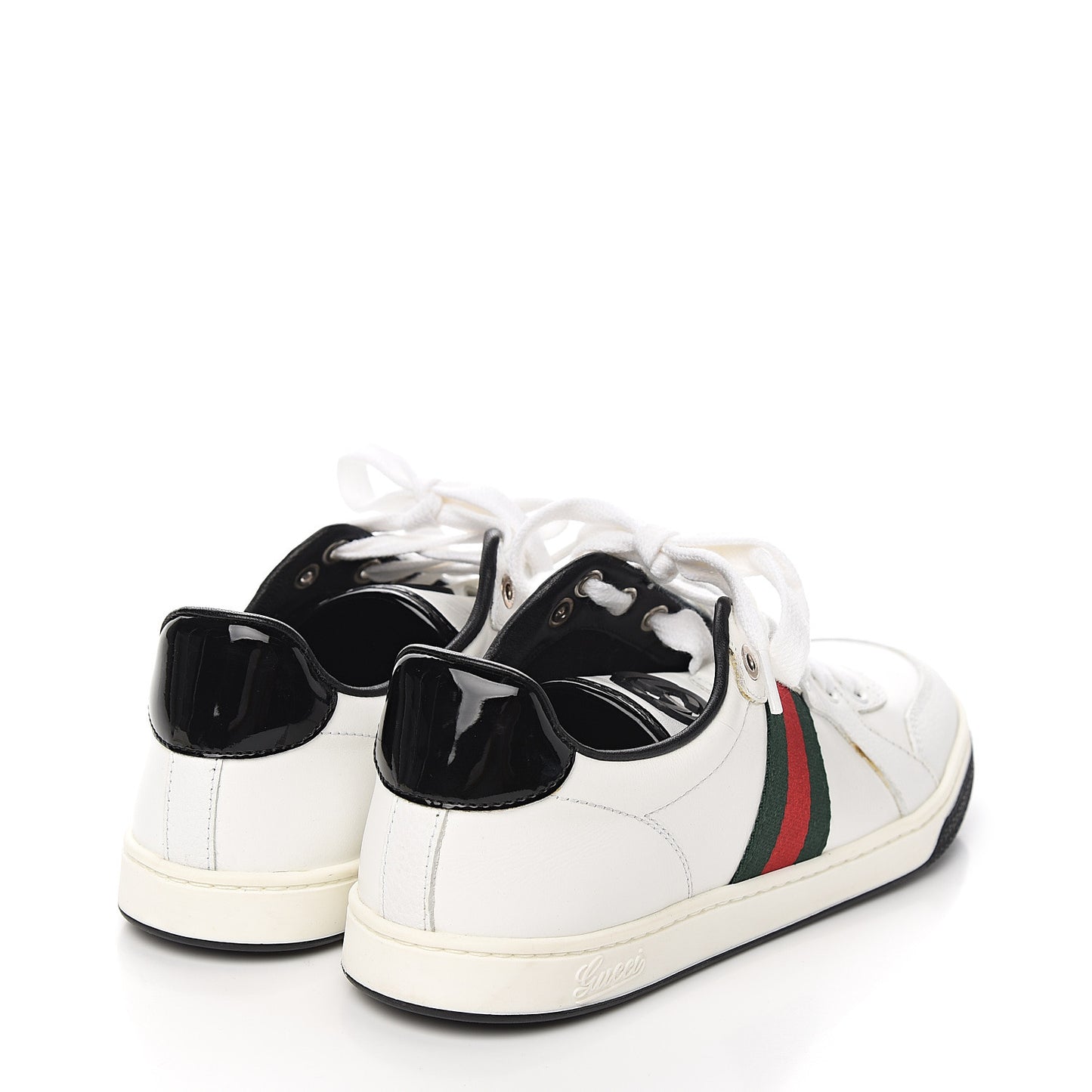 Calfskin Patent Web Mens GG Sneakers 36.5 White
