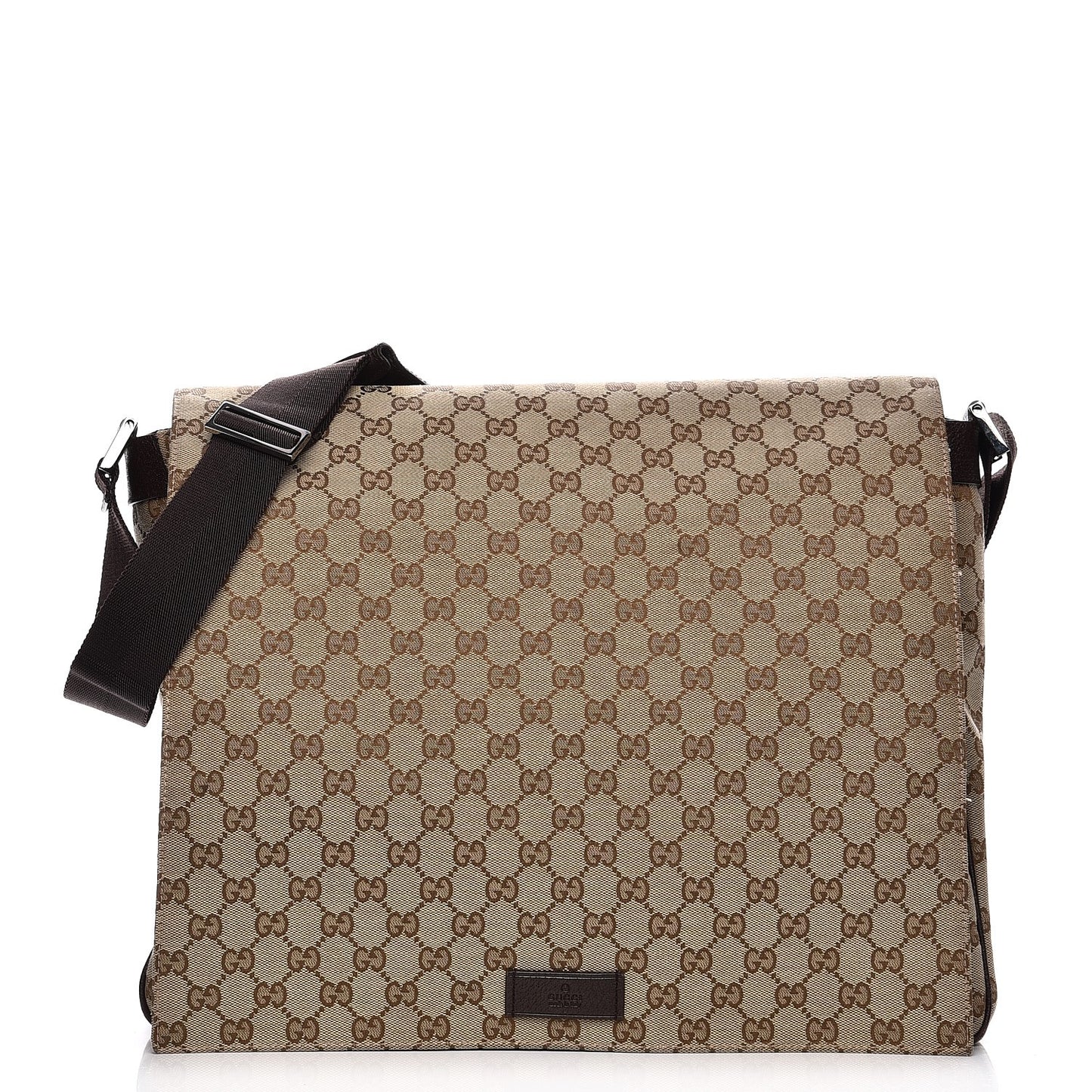 Monogram Large Flap Messenger Bag Beige Dark Brown