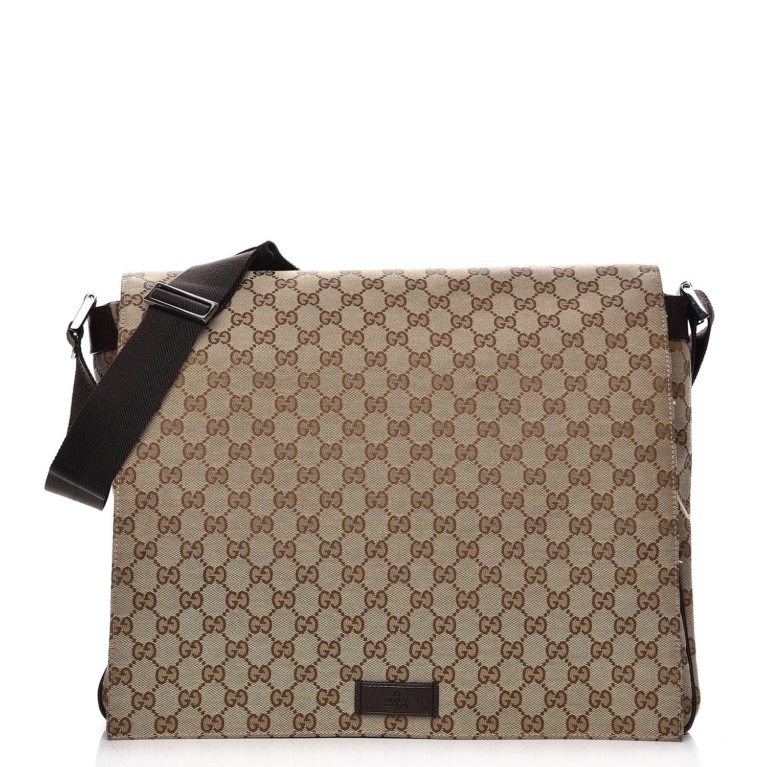 Gucci Monogram Large Flap Messenger Bag Beige Dark Brown 1 of 15