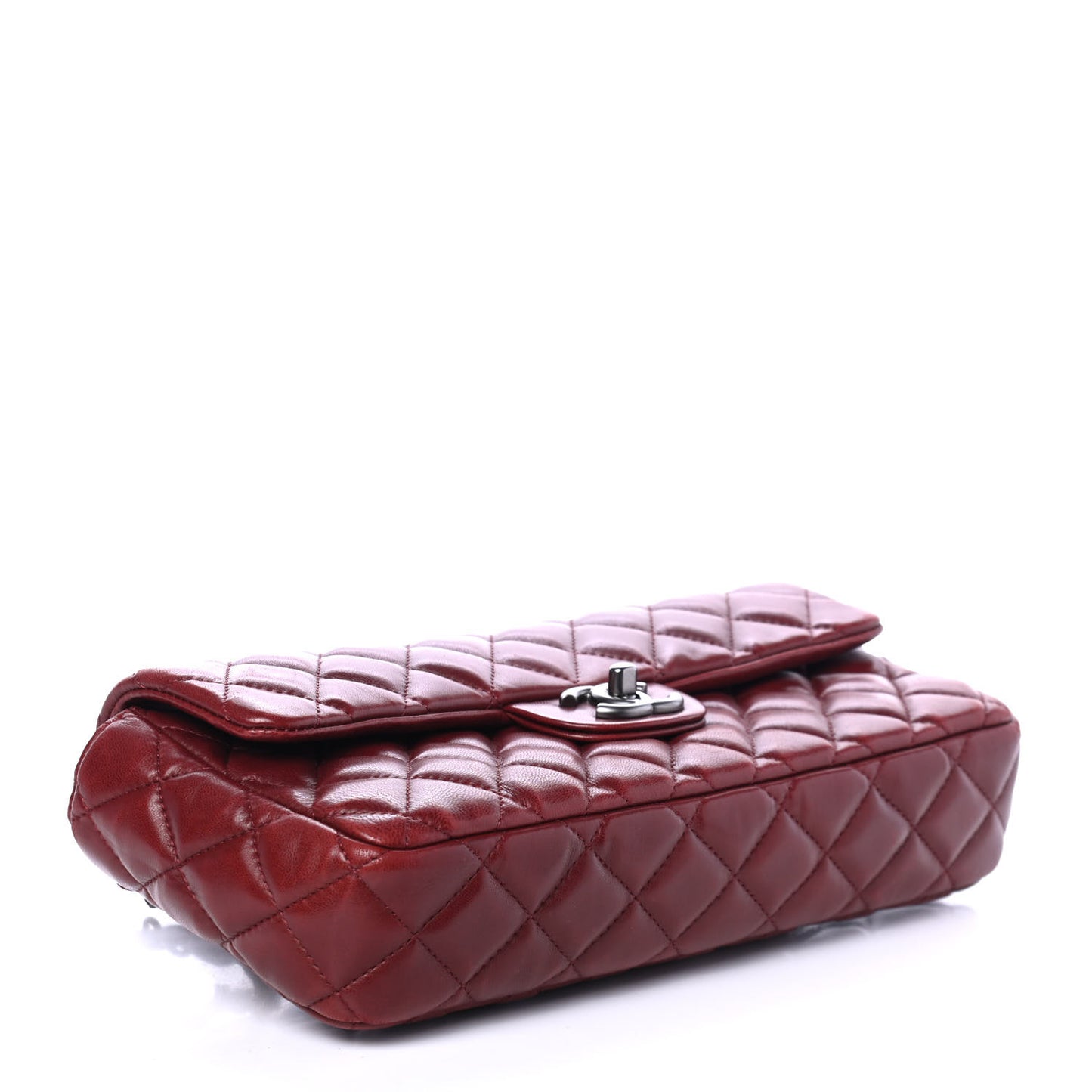 Lambskin Quilted East West Flap Dark Red
