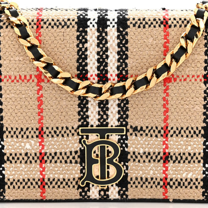 Burberry Calfskin Boucle Check Small Lola Chain Bag Archive Beige 8 of 11