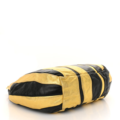 Prada Nappa Mordore Stripes Shoulder Bag Black Oro 4 of 11