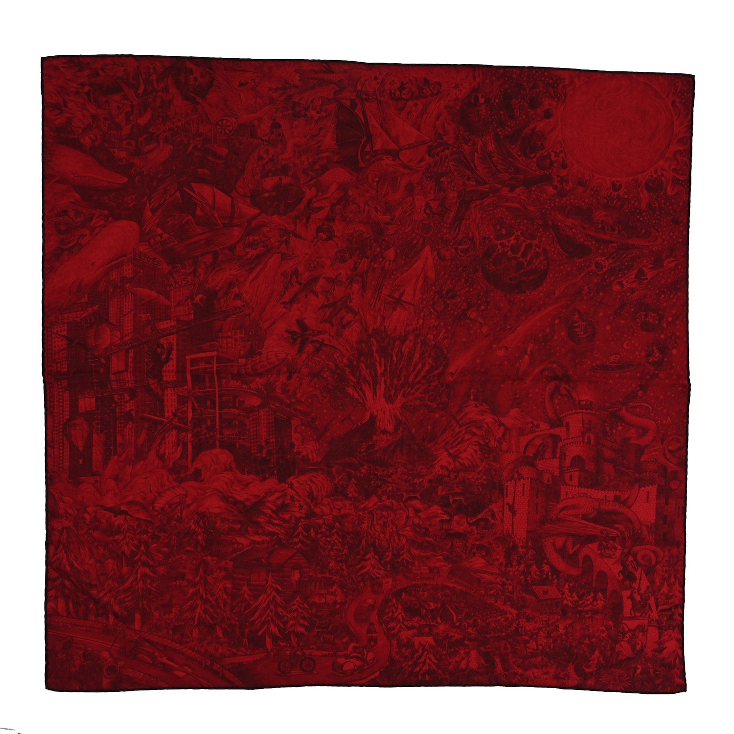 Hermes Cashmere Silk Nothing But A Dreamer Scarf 100 Rouge Piment 1 of 3