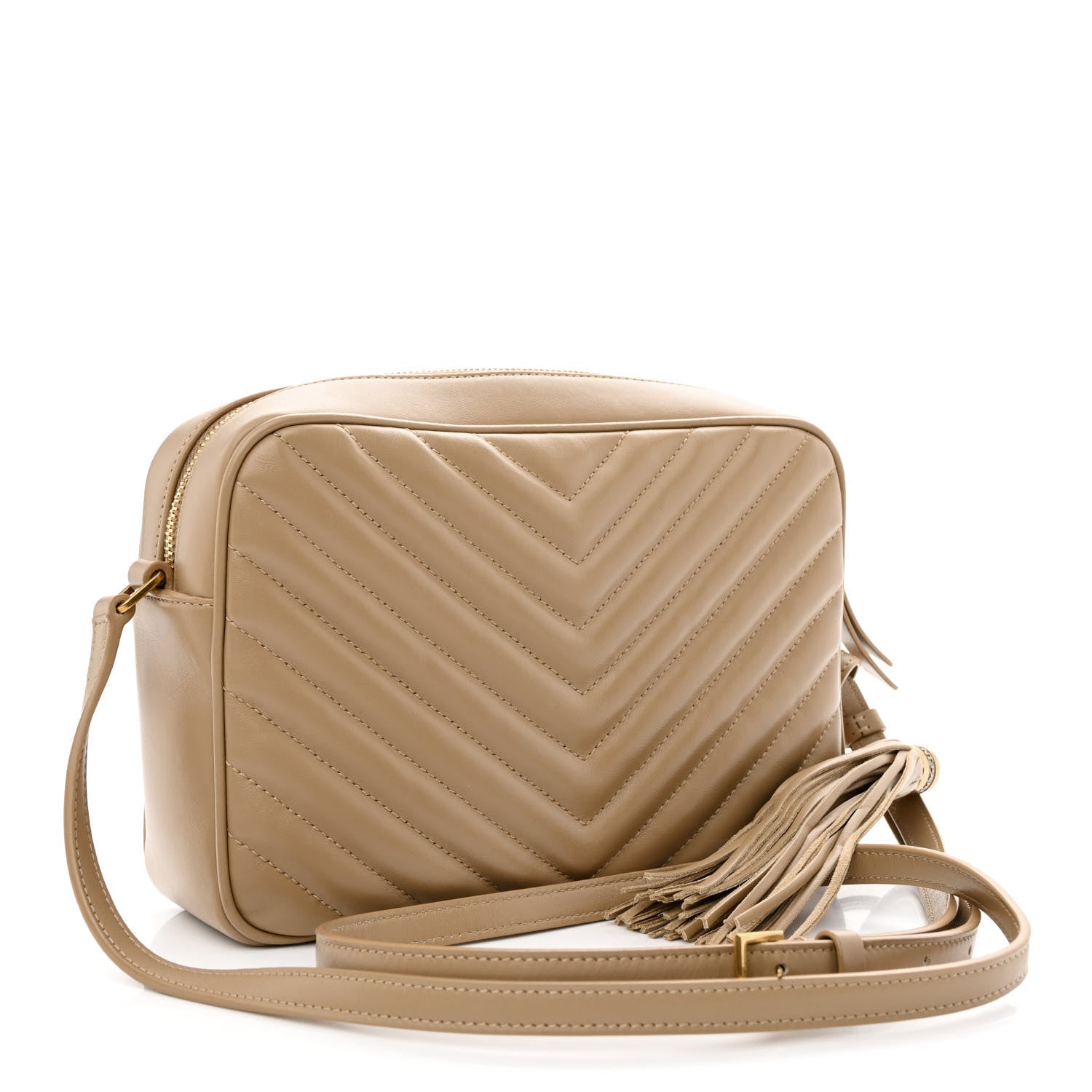 Saint Laurent Calfskin Matelasse Monogram Lou Camera Bag Dark Latte 2 of 9