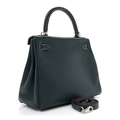 Hermes Togo Horseshoe Kelly Retourne 28 Vert Cypress Lime Rose Sakura 3 of 11