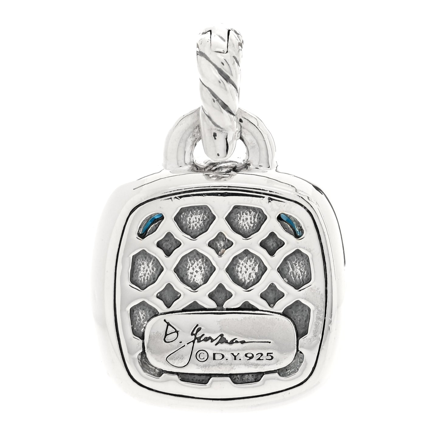 Sterling Silver Blue Topaz Diamond 14mm Albion Enhancer Pendant