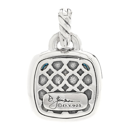 David Yurman Sterling Silver Blue Topaz Diamond 14mm Albion Enhancer Pendant 2 of 3