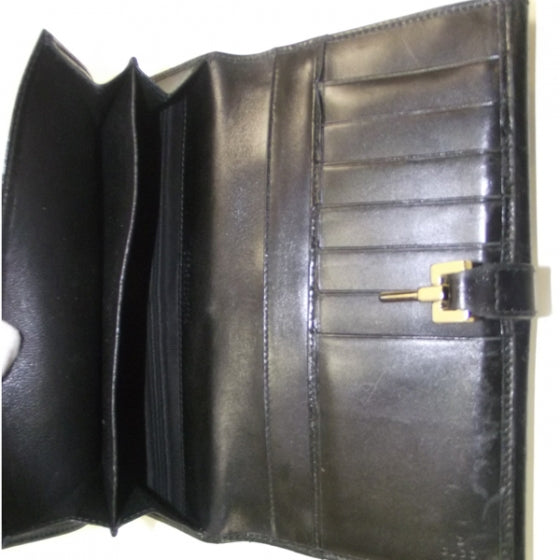 Leather Clutch Wallet Black