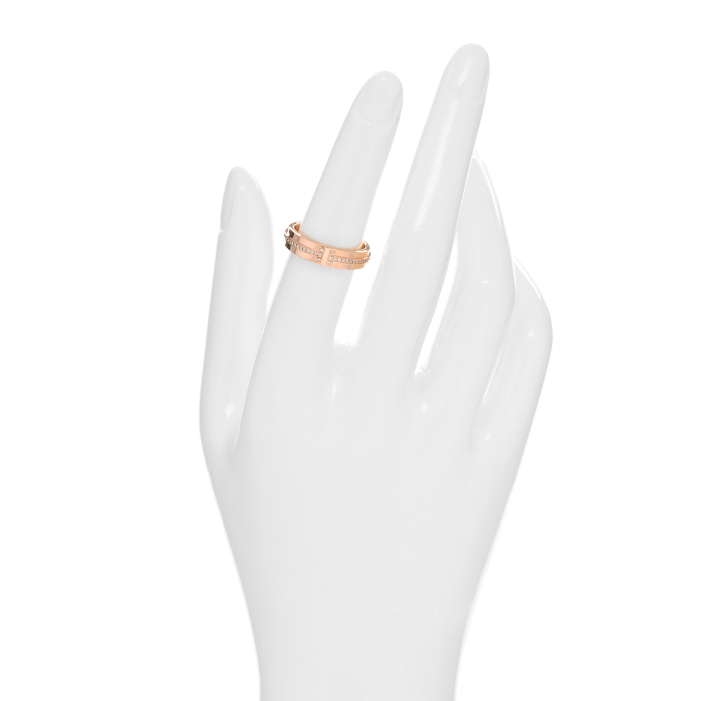 18K Rose Gold Diamond Narrow T Two Ring 52 6