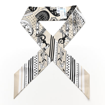 Hermes Silk Festival des Amazones Twilly Grege Black White 1 of 4