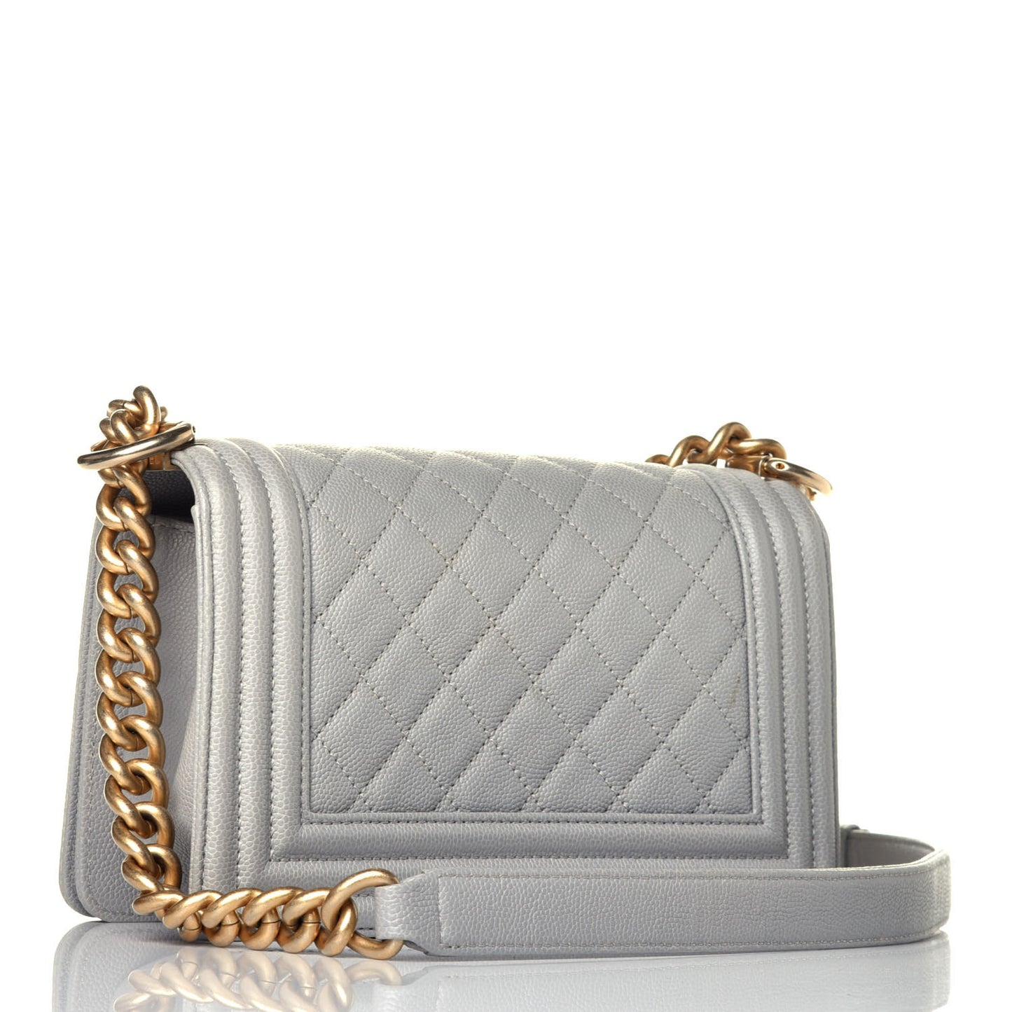 Caviar Quilted Small Boy Flap Grey