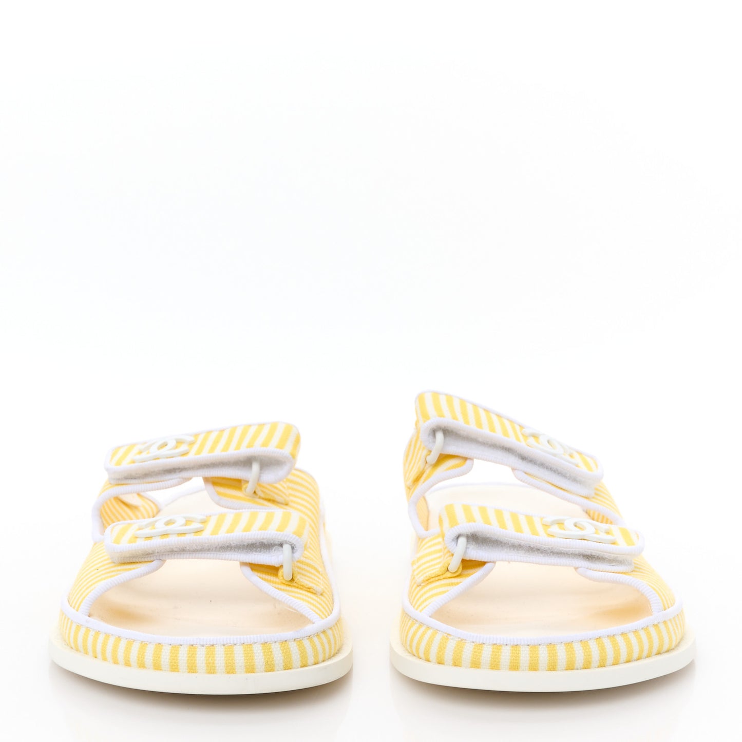 Printed Calfskin Velcro Dad Flat Mules 40 White Yellow