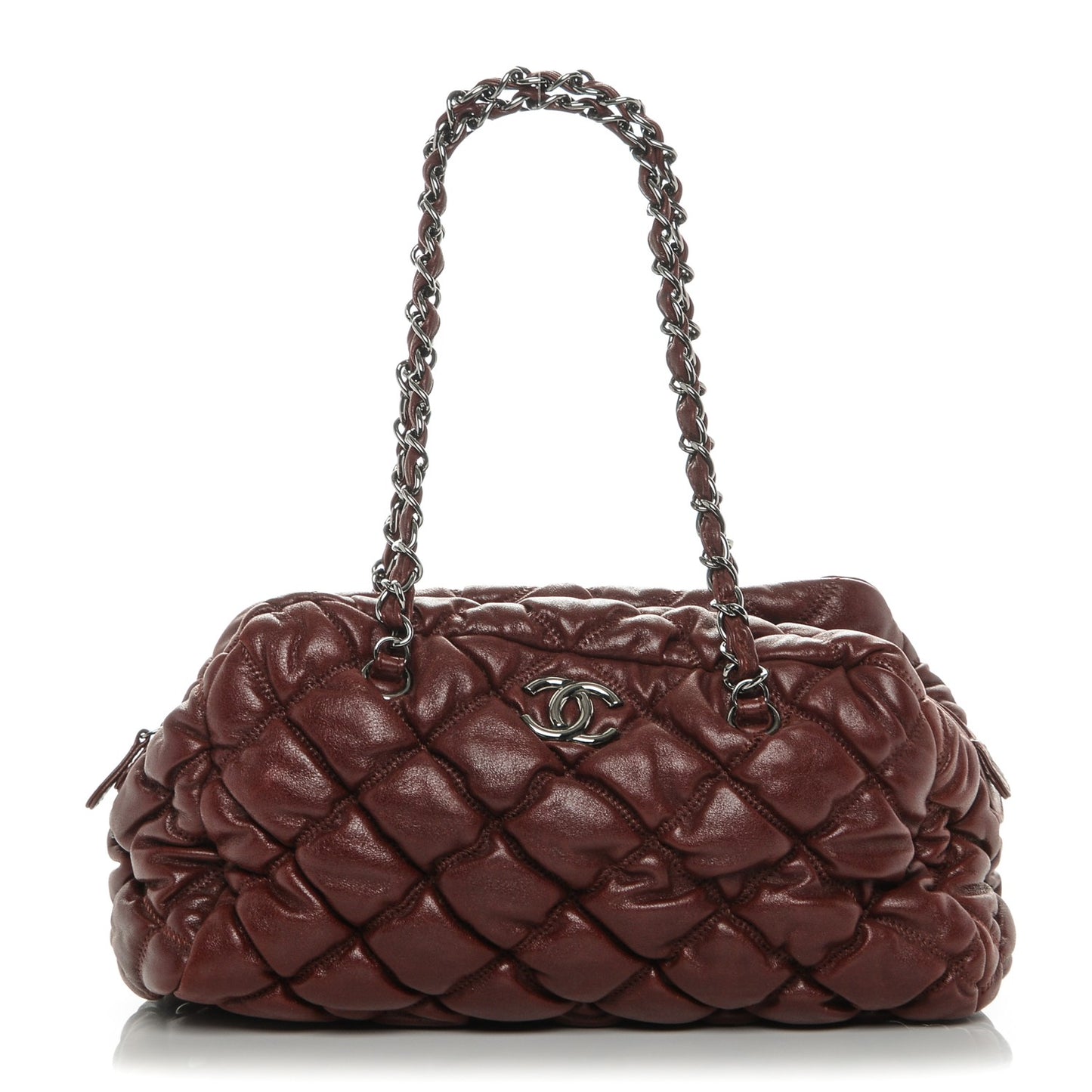 Calfskin Bubble Quilt Bowler Bordeaux