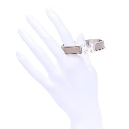 Hermes Enamel Narrow Clic Clac H Bracelet PM Blanc Marron Glace 2 of 5