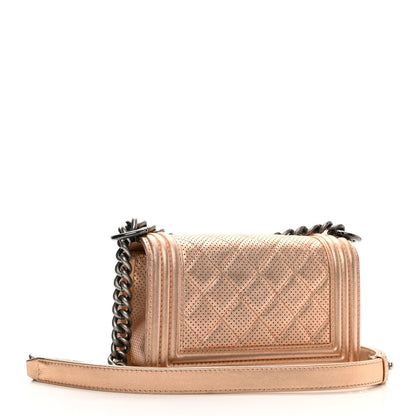 Chanel Metallic Calfskin Perforated Small Boy Flap Gold 3 of 12