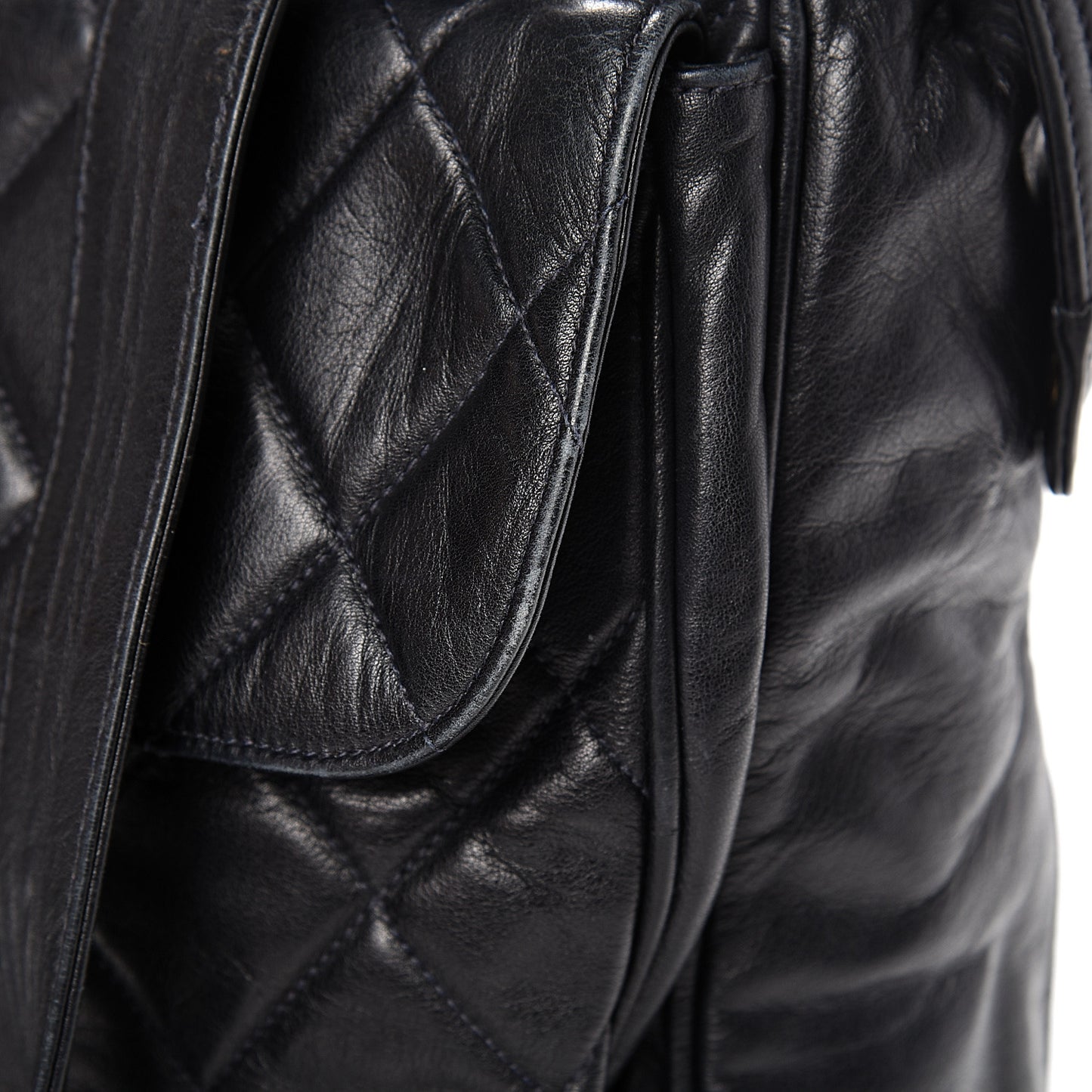 Lambskin Quilted CC Shoulder Bag Navy