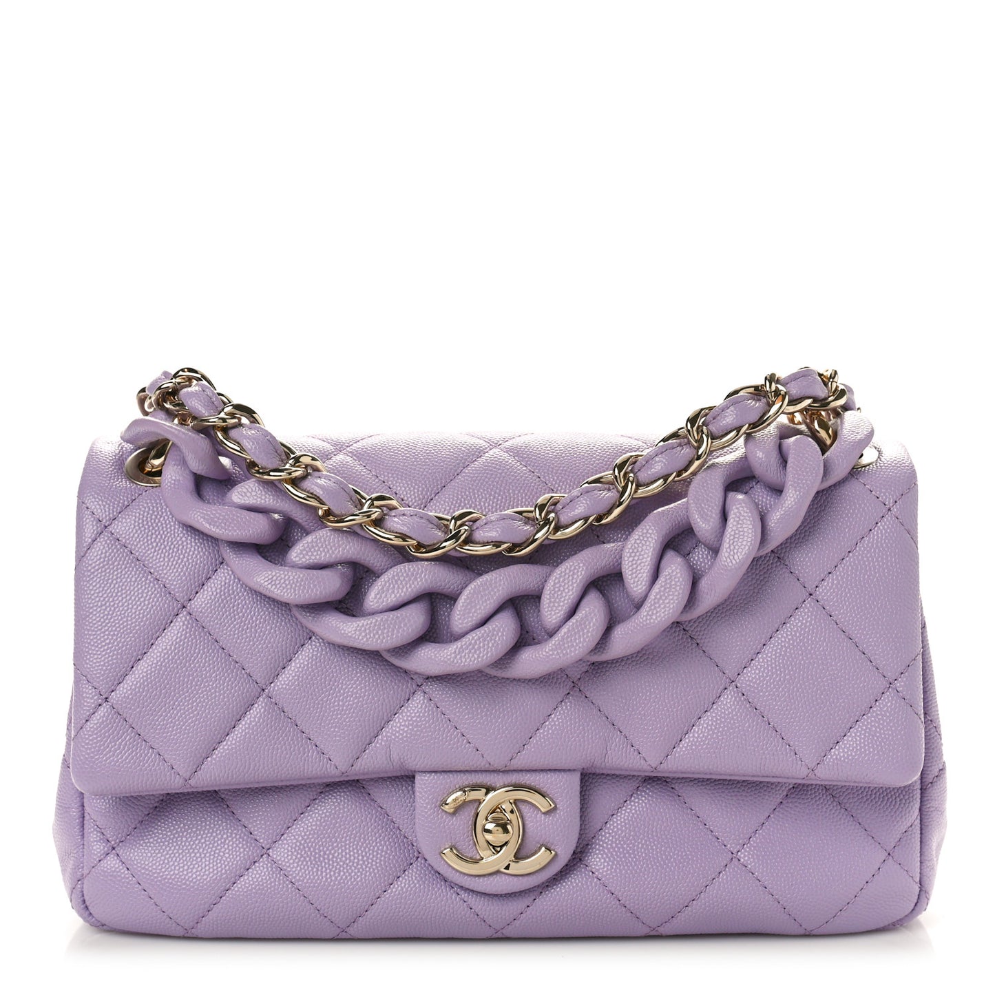 Shiny Caviar Quilted Large Funky Match Flap Lilac