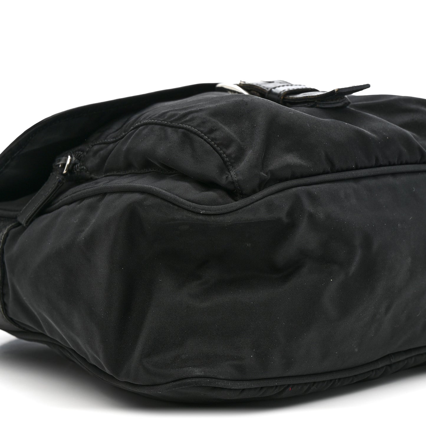 Nylon Vela Saffiano Single Buckle Messenger Shoulder Bag Black
