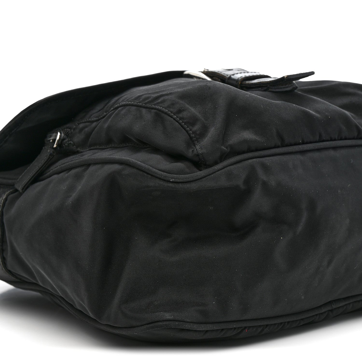 Prada Nylon Vela Saffiano Single Buckle Messenger Shoulder Bag Black 8 of 17