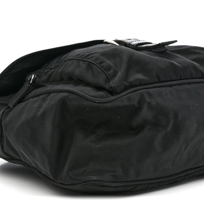 Prada Nylon Vela Saffiano Single Buckle Messenger Shoulder Bag Black 8 of 17