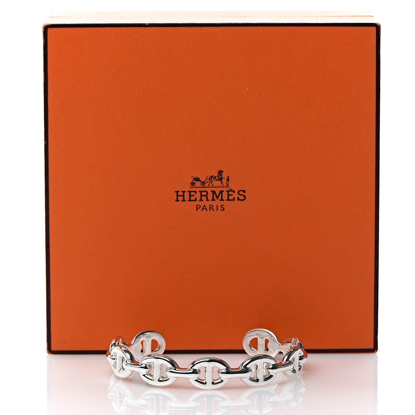 Sterling Silver MM Chaine d'Ancre Enchainee Cuff Bracelet SH