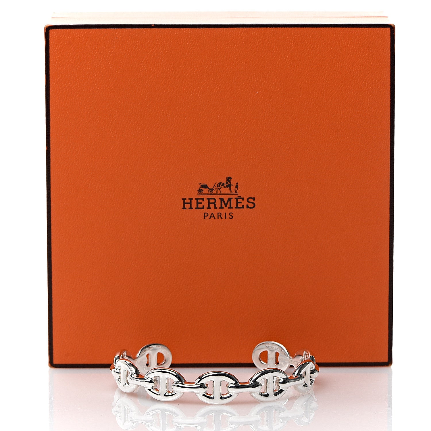 Hermes Sterling Silver MM Chaine d'Ancre Enchainee Cuff Bracelet SH 4 of 4