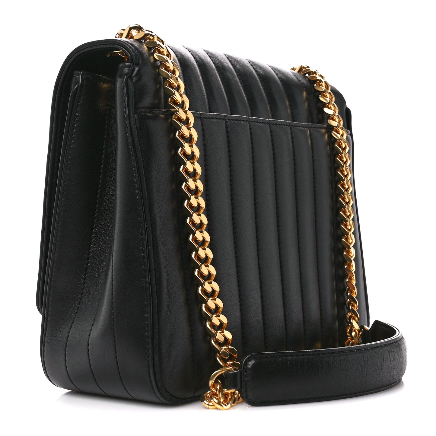 Lambskin Matelasse Monogram Large Vicky Chain Bag Black