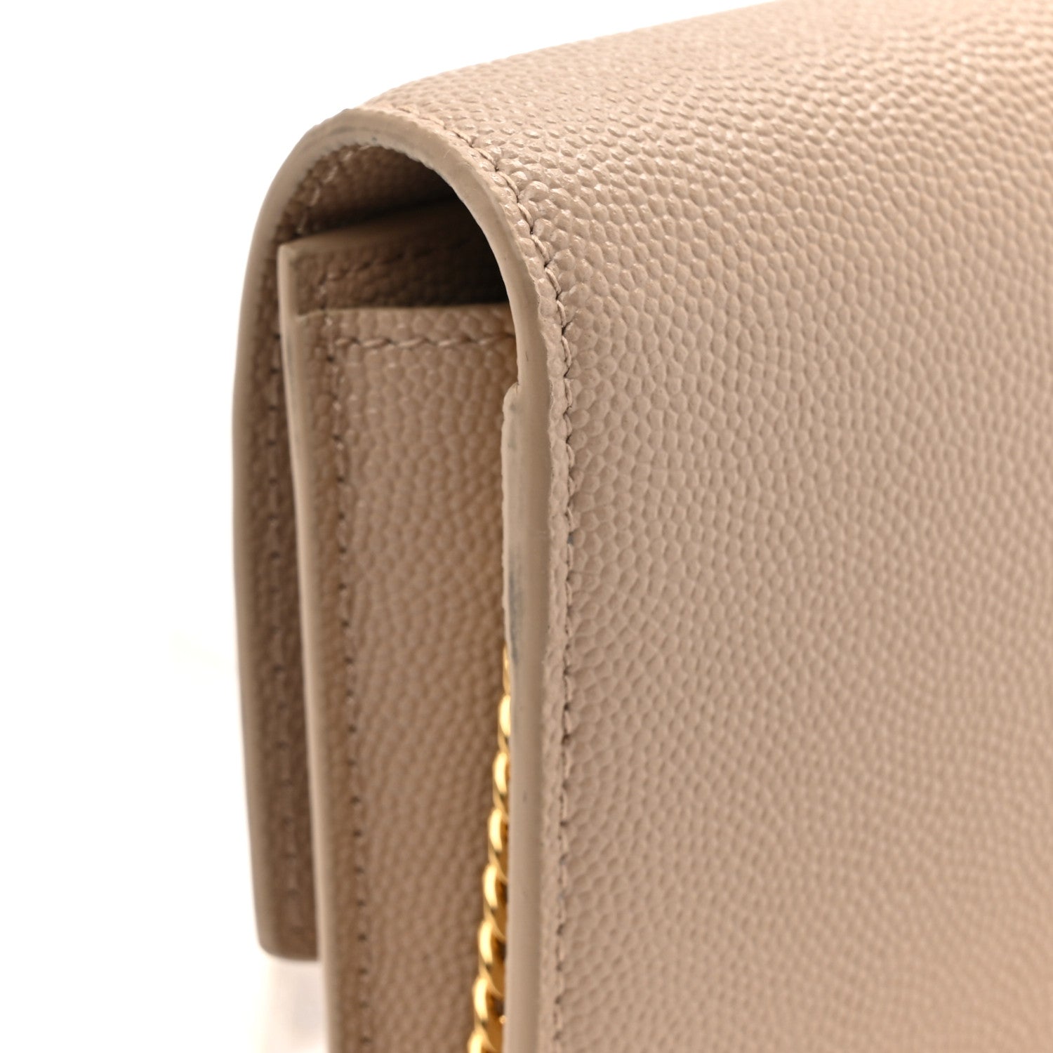 Saint Laurent Grain De Poudre Monogram Uptown Chain Wallet Dark Beige 14 of 15