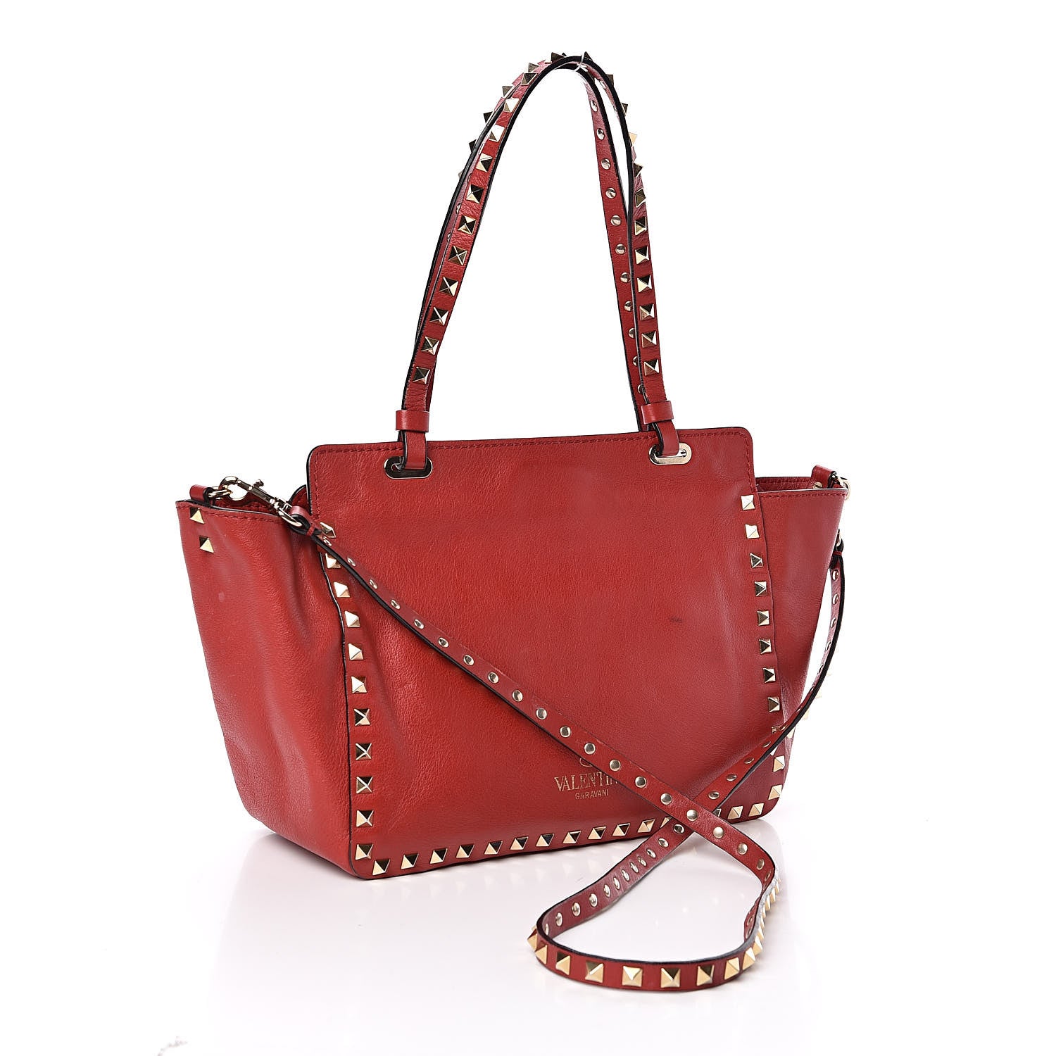 Valentino Garavani Vitello Small Rockstud Tote Rosso Valentino 3 of 13