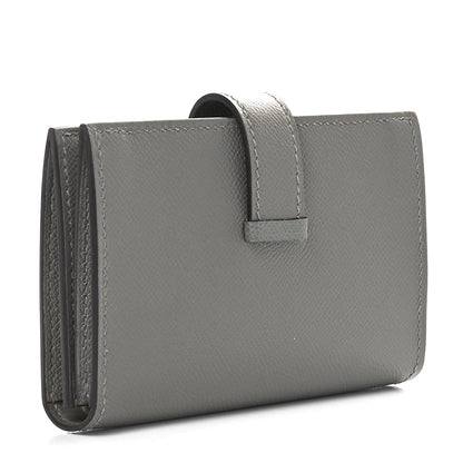 Hermes Epsom Bearn Card Holder Wallet Gris Meyer 3 of 8