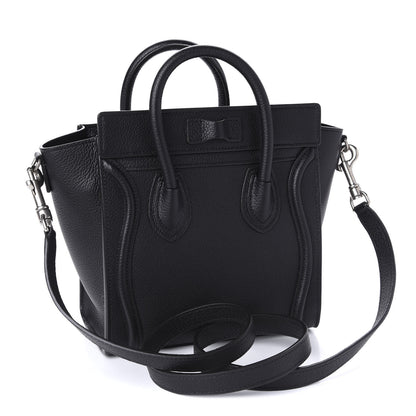 Celine Drummed Calfskin Nano Luggage Black 3 of 9