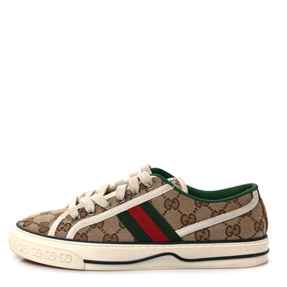 Gucci GG Monogram Web Womens 1977 Tennis Sneakers 38 Beige Ebony Mystic White 1 of 7