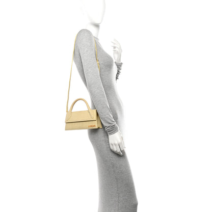 Jacquemus Nubuck Crocodile Embossed Le Chiquito Long Pale Yellow 2 of 12