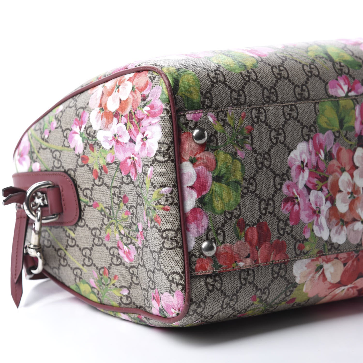 Gucci GG Supreme Monogram Blooms Medium Boston Beige Multicolor Dry Rose 6 of 11