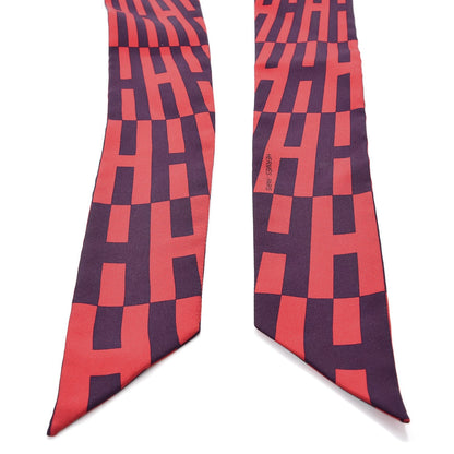 Hermes Silk Op'H Twilly Encre Cherry 4 of 6