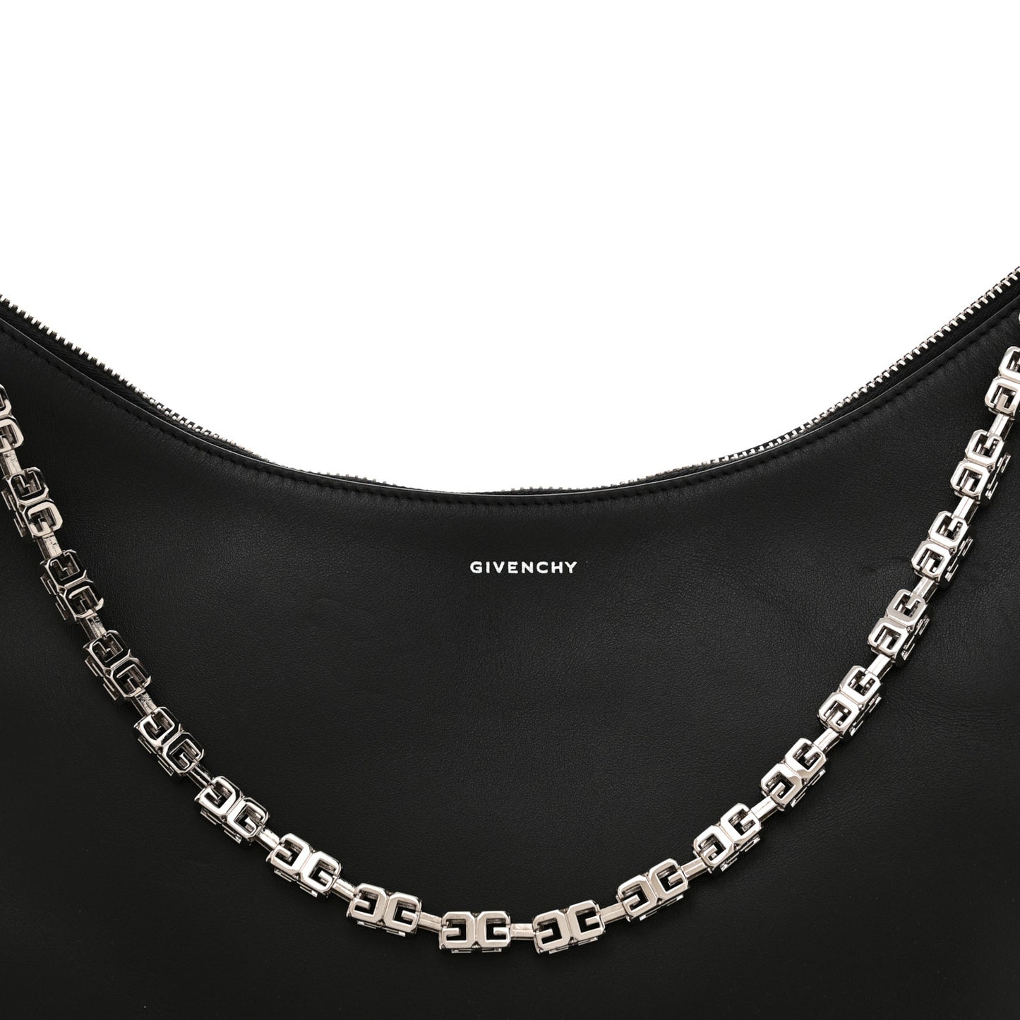 Smooth Calfskin Medium Moon Cut Out Shoulder Bag Black