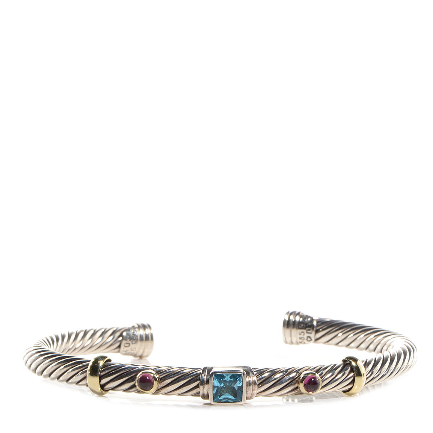 Sterling Silver 14k Gold 4mm Renaissance Bracelet Blue Topaz Pink Tourmaline