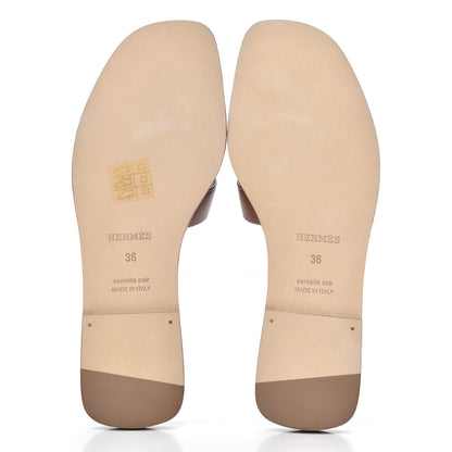 Hermes Box Calfskin Oran Sandals 36 Gold 5 of 9