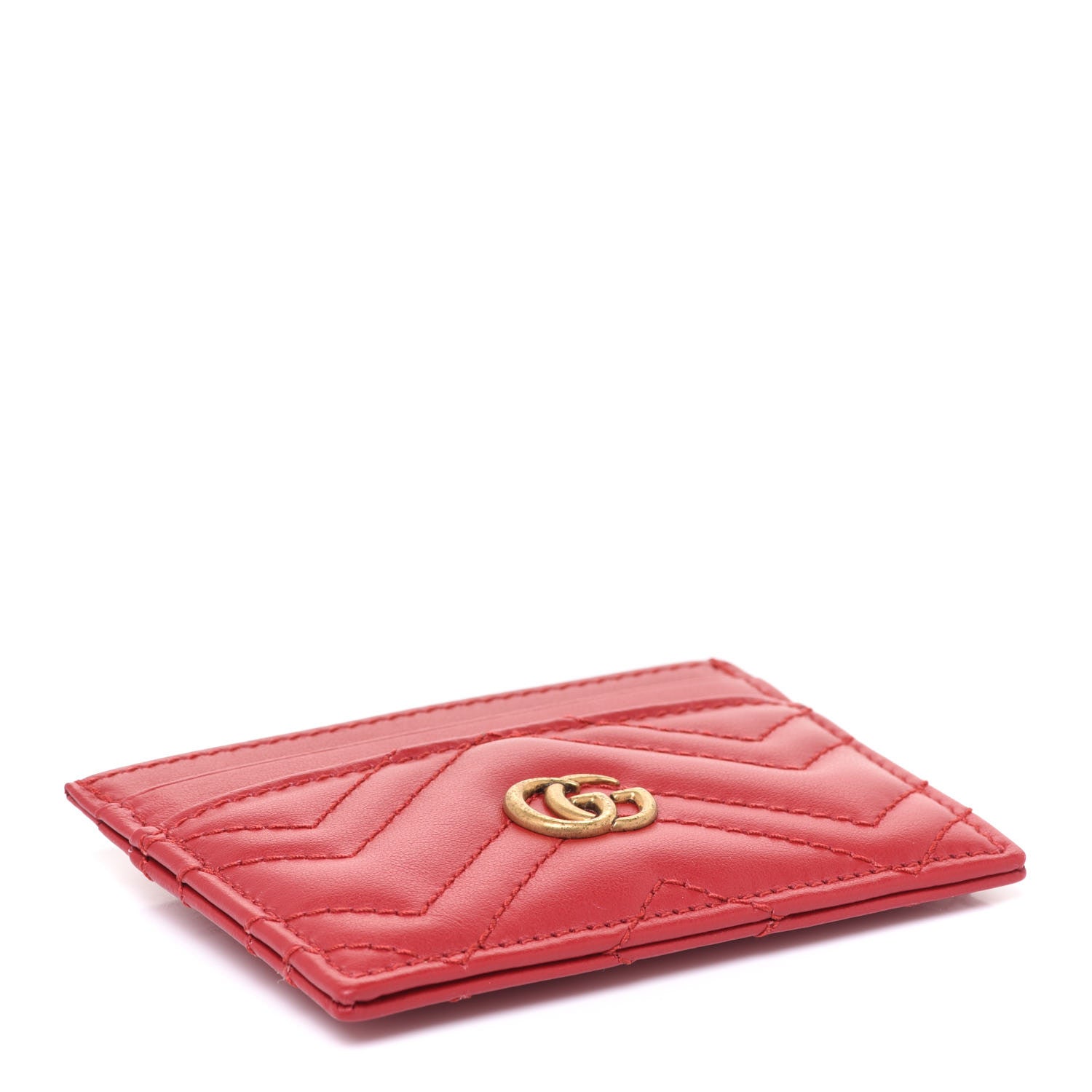 Gucci Calfskin Matelasse GG Marmont Card Holder Hibiscus Red 4 of 8